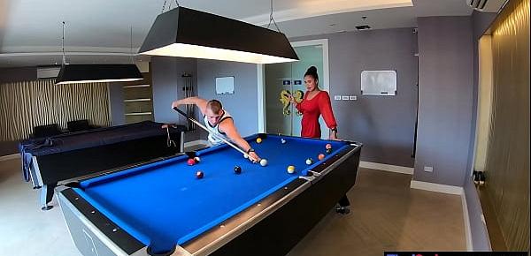  Amateur couple playing pool and having passionate sex afterwards